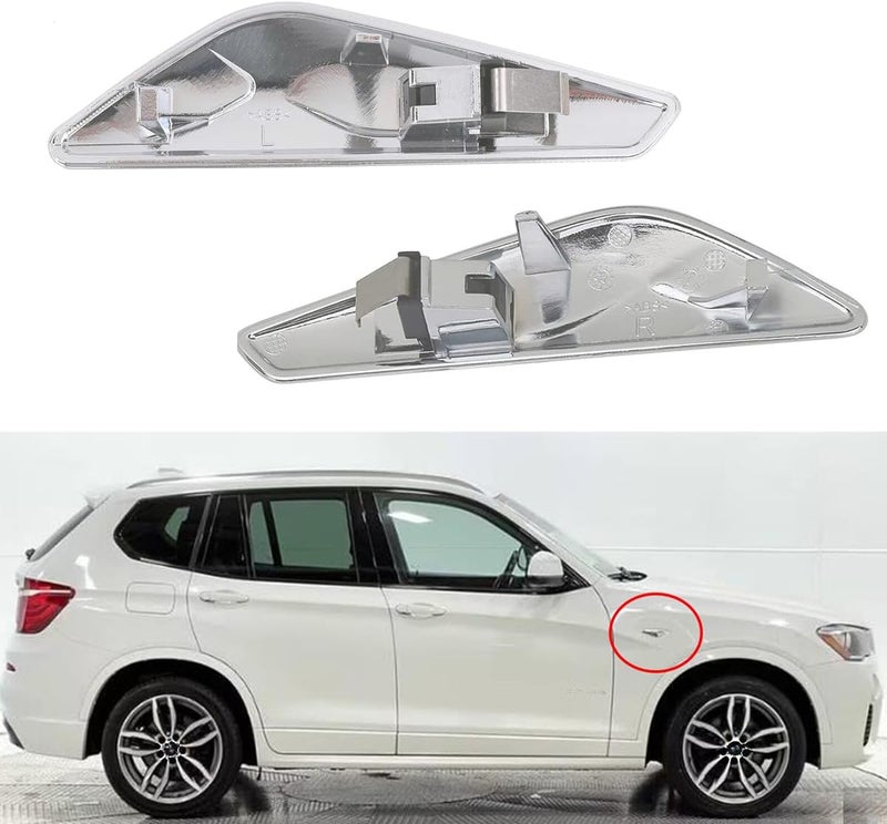 Vehjunc Front Side Fender Trim Chrome Finisher side marker Emblem Moulding fits BMW X3 X4 F25 F26 Replaces# 51117338569 51117338570 - Image 5